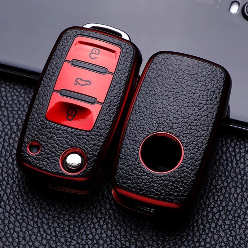 Leather TPU Car Key Case Car Key Full Cover Protection Bag for VW Volkswagen Polo Tiguan Passat Golf Jetta Lavida Skoda Octavia Leather TPU Car Key Case Car Key Full Cover Protection Bag for VW Volkswagen Polo Tiguan Passat Golf Jetta Lavida Skoda Octavia