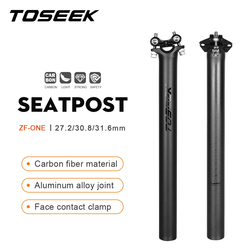 TOSEEK ZF-One 카본 시트포스트 27.2/30.8/31.6mm 무광 블랙 MTB/로드 바이크 시트포스트 길이 280mm 시트 튜브 자전거 부품