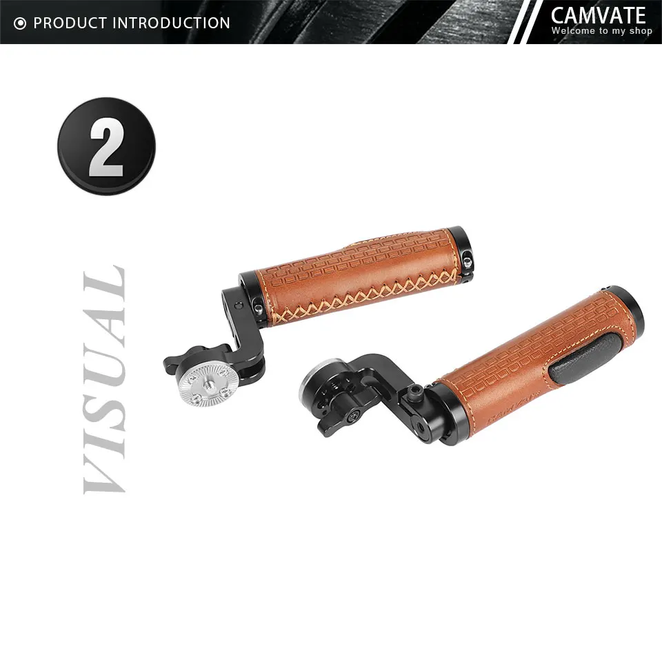 Leather ARRI Rosette Handgrip WIth Adjustable Knob M6 Male Threads Mount For DSL