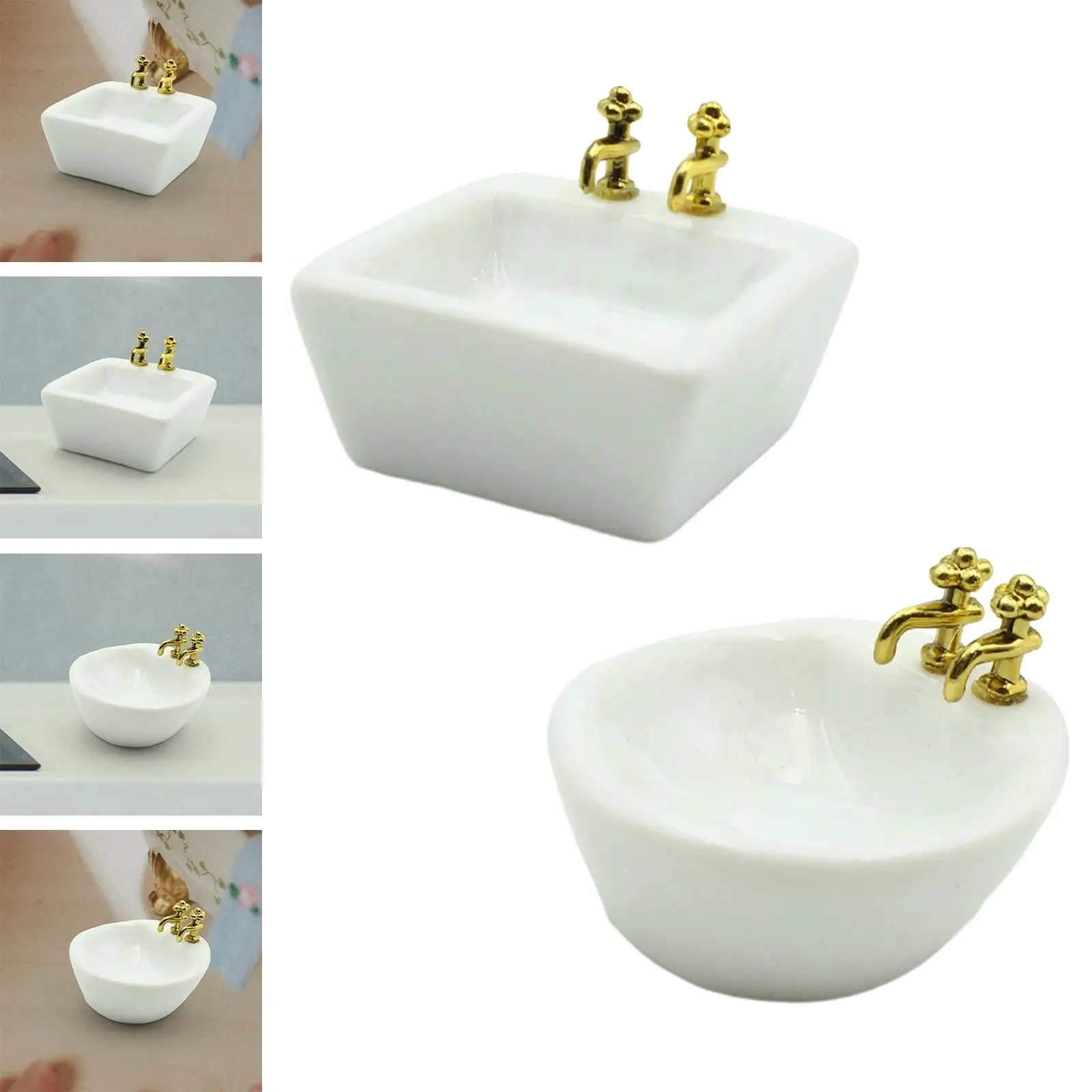 1:12 Scale Miniature Washbasin Pretend Toy Mini Ceramic Washbasin Mini Basin Sink for Kids Gifts Dollhouse Decor Accessory 1:12 Scale Miniature Washbasin Pretend Toy Mini Ceramic Washbasin Mini Basin Sink for Kids Gifts Dollhouse Decor Accessory