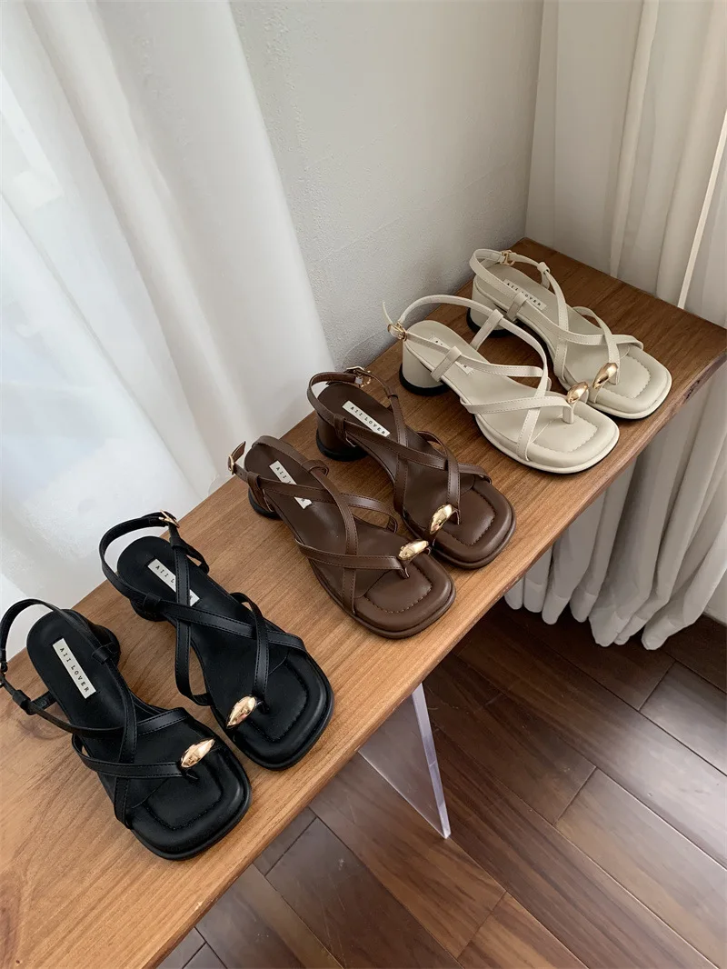 

Женские босоножки на высоком каблуке, бежевые шлепанцы на платформе, универсальные сандалии-гладиаторы, новинка 2024