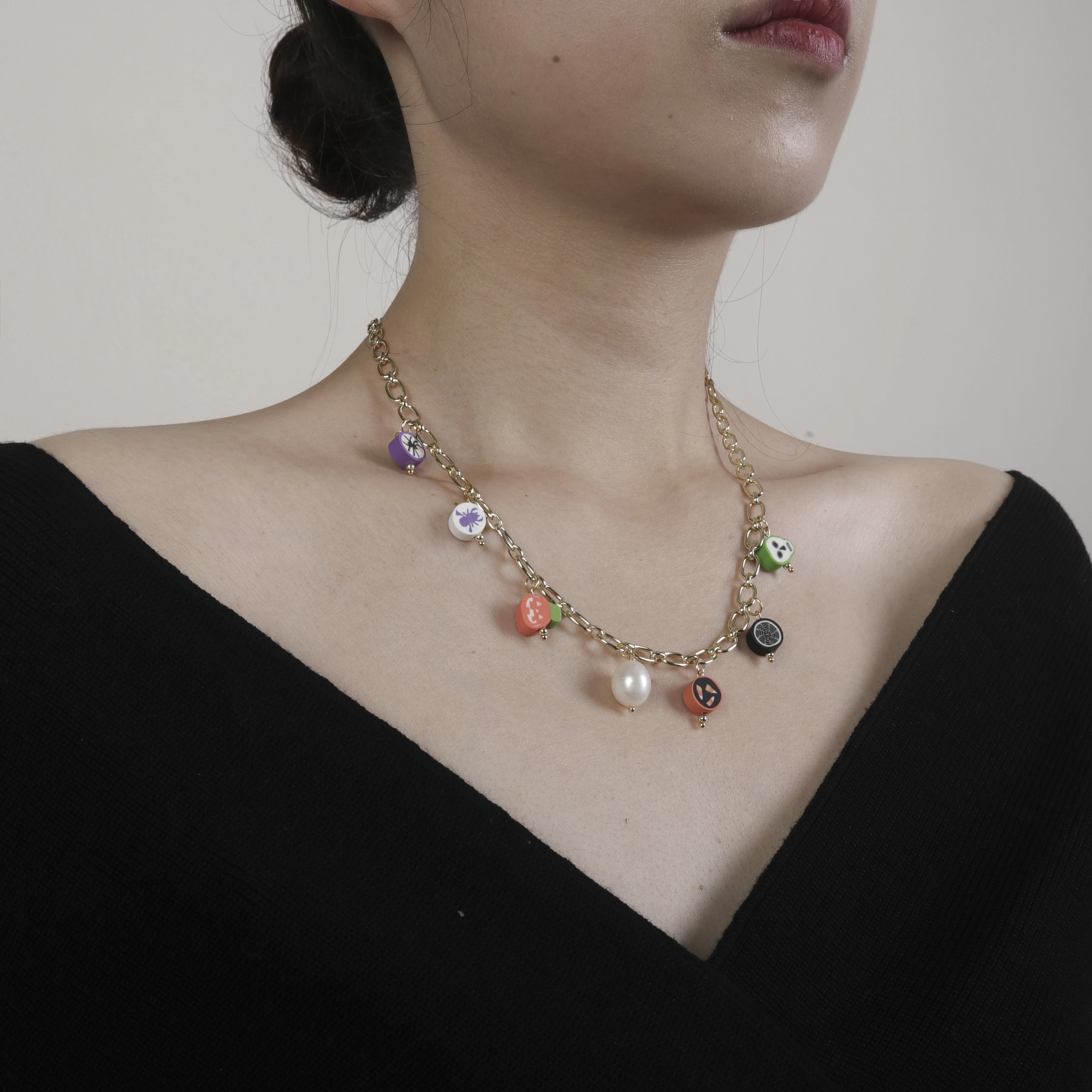 etail and Wholesale Fashion Party Pearl Necklace   halloween Pedant for Woman and Girl Holiday Gift