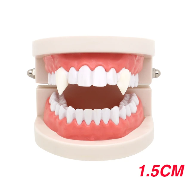 Colmillos de dientes de vampiro para Halloween, accesorio de dentadura,  colmillos de resina para disfraz de fiesta, accesorios de Cosplay DIY,  decoración de dientes falsos con pegamento sólido, 1 par - AliExpress