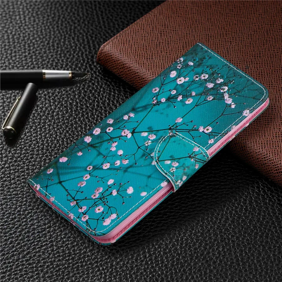 Elegant Magnetic Flip Leather Wallet Case with Artistic Paintings Design