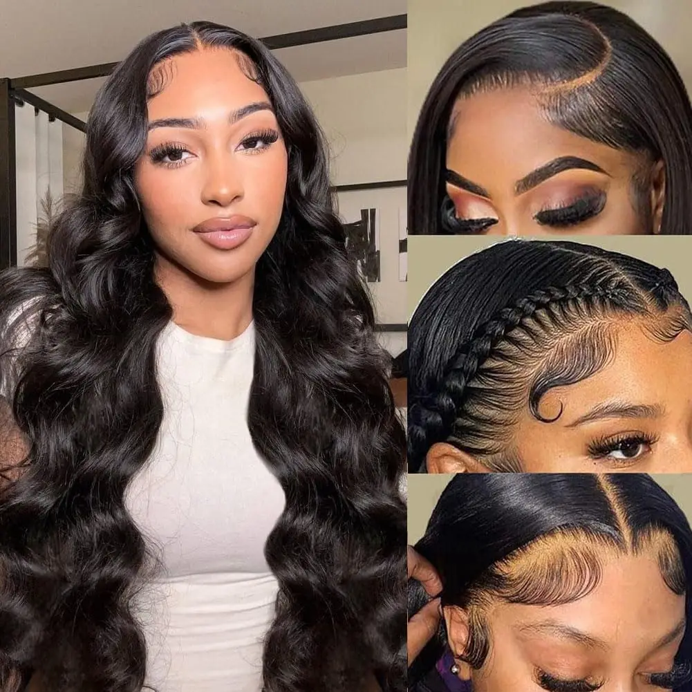 

Body Wave Lace Front Wig Human Hair Pre Plucked for Women 13X4 HD Lace Front Wig 180% Density Glueless Wig Natural Color
