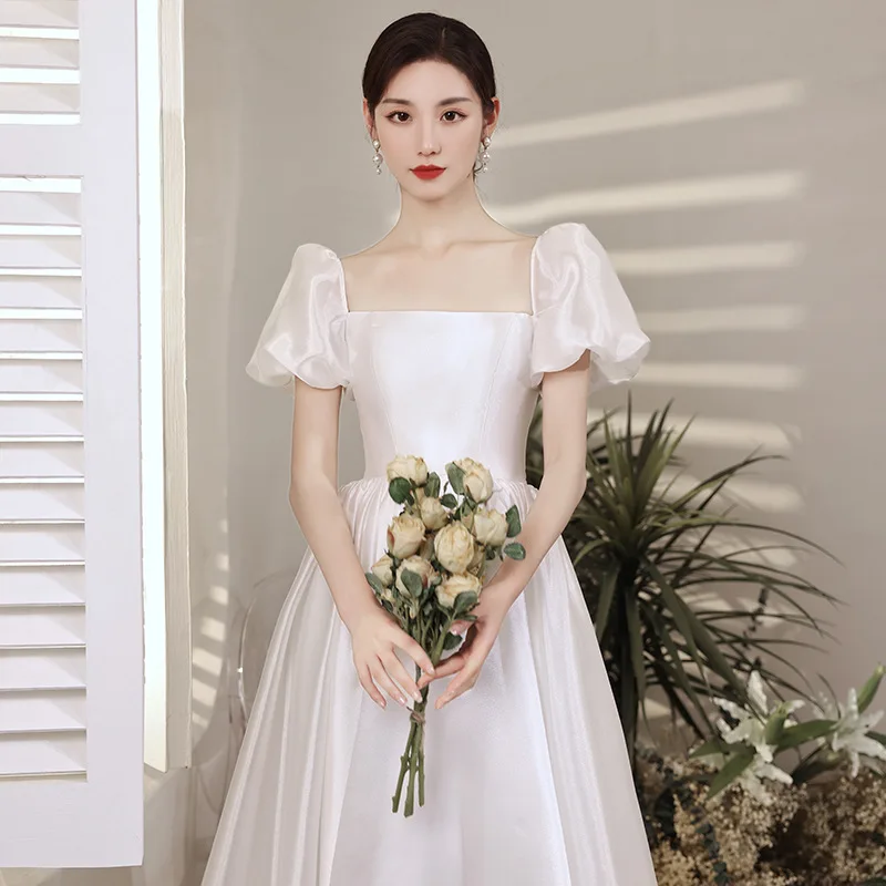 Abito da sposa con brindisi di fidanzamento con maniche a palloncino, banchetto di fidanzamento rosso vino, abito elegante, abito formale personalizzato - immagine 5