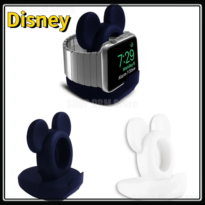 Disney Mickey Mouse Smart Watch Charger Case for Apple Watch IWatch 1 2 3 4 5 Silica Gel Cover Stand Cartoon Charging Base