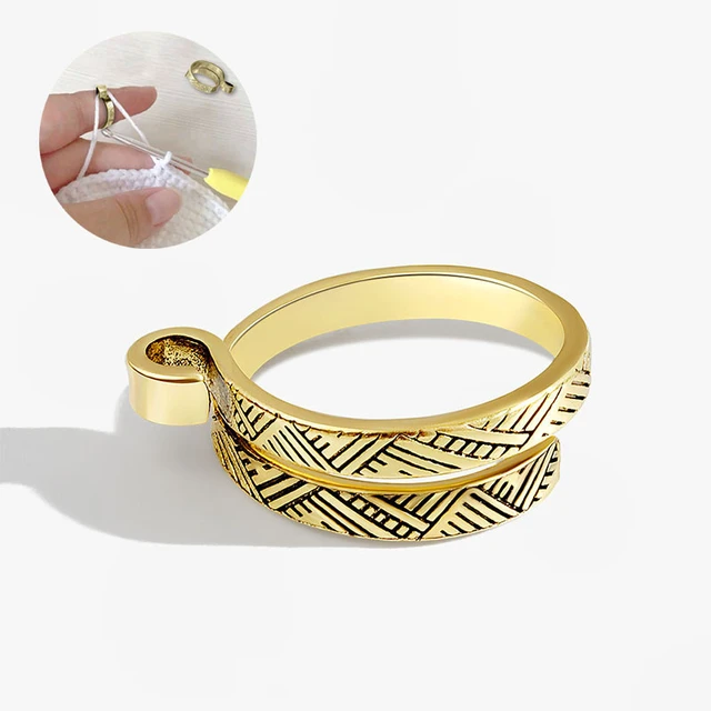 New DIY Knitting Loop Crochet Tool Multi Style Ring Finger Wear Thimble  Yarn Adjustable Open Finger Ring Sewing Accessories - AliExpress