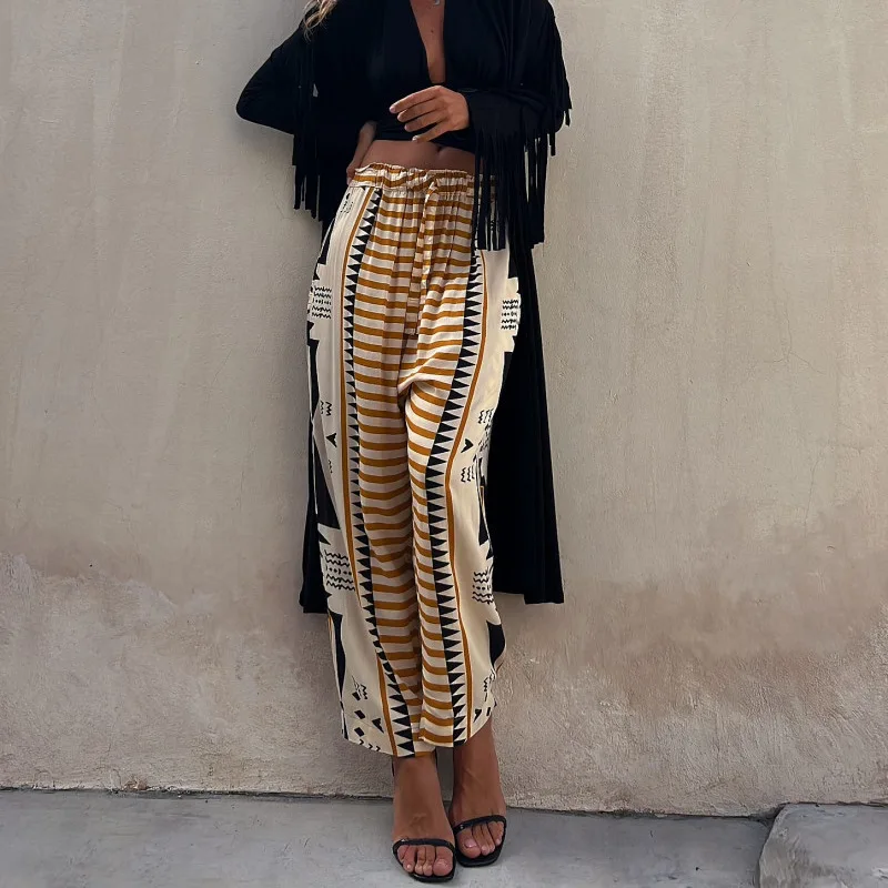 2024 Summer Street Hipster Women's Printed Haren Pants Mid-waist Casual Pants Ropa Mujer Juvenil Streetwear Women POLYESTER