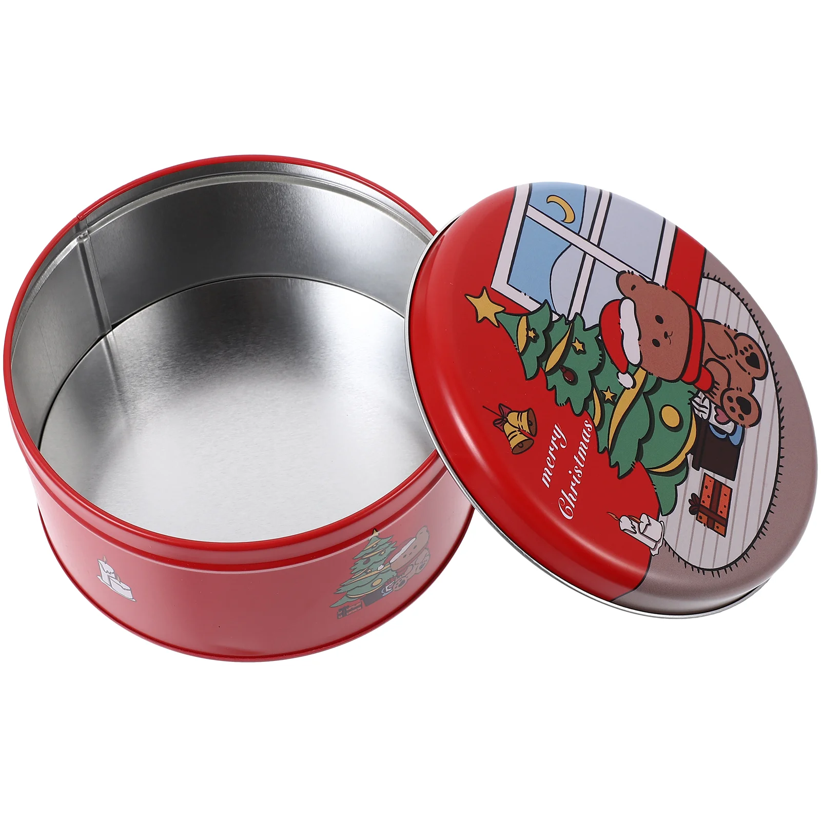 

Christmas Cookie Tins Christmas Gift Card Tinplate Holder Xmas Round Metal Candy Box Holiday Empty Biscuits Jar Candle