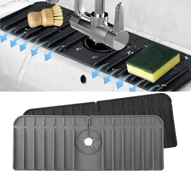 Sink Splashproof Pad Drain Water Retaining Anti-spray Silicone Faucet Splashproof Absorbent Bathroom Kitchen Accessories