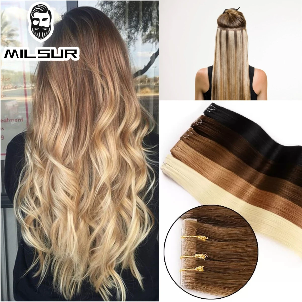 20Pcs Injection Skin Hair Extensions Tape In Human Hair Pieces Pre Bonded Capsules Microlink Capsules Natural Straight
