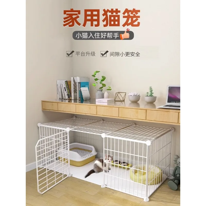 

Cat cage, large indoor free space with integrated toilet, dedicated to kittens, two-story cat house villa