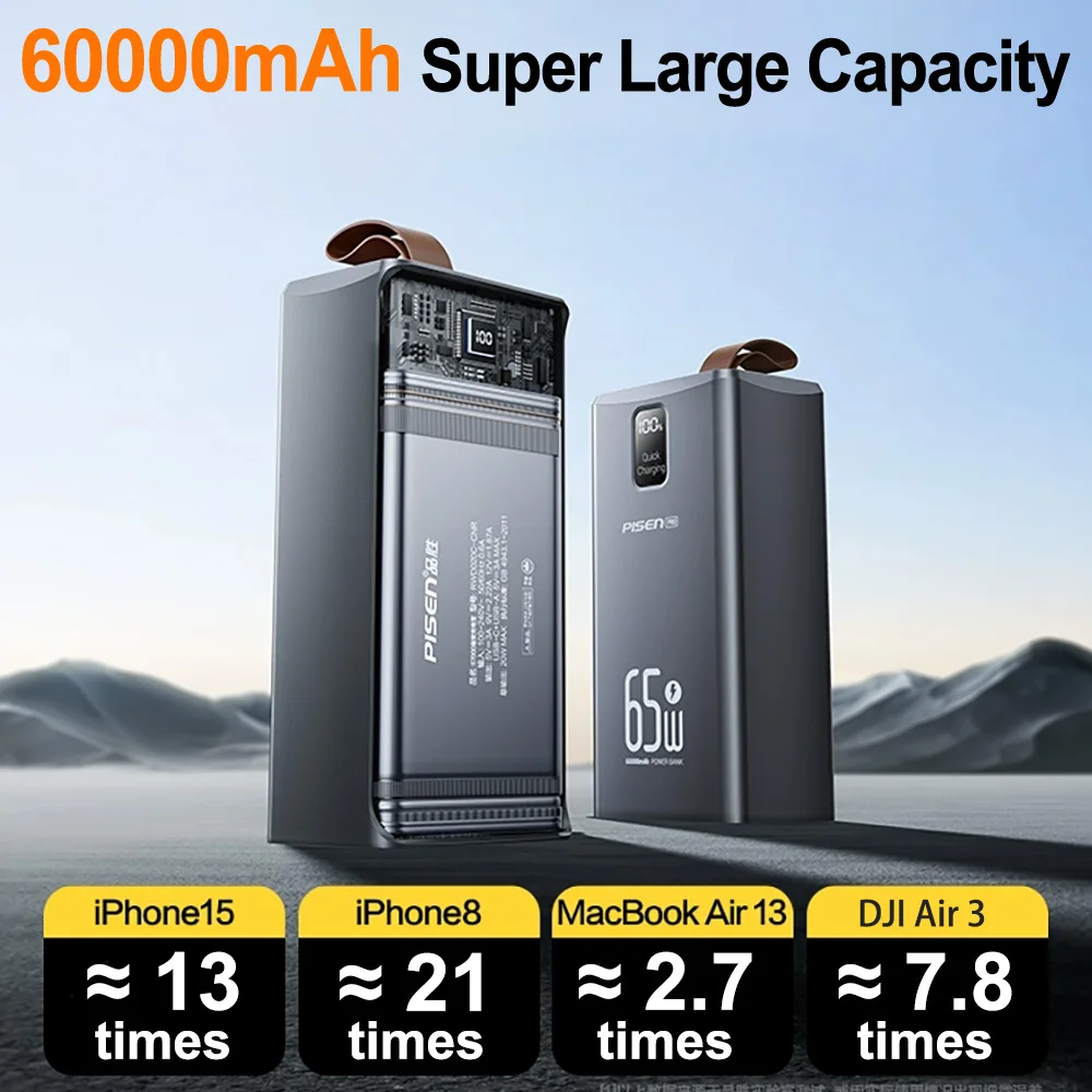 PISEN Power Bank Large Capacity 65W Fast Charging