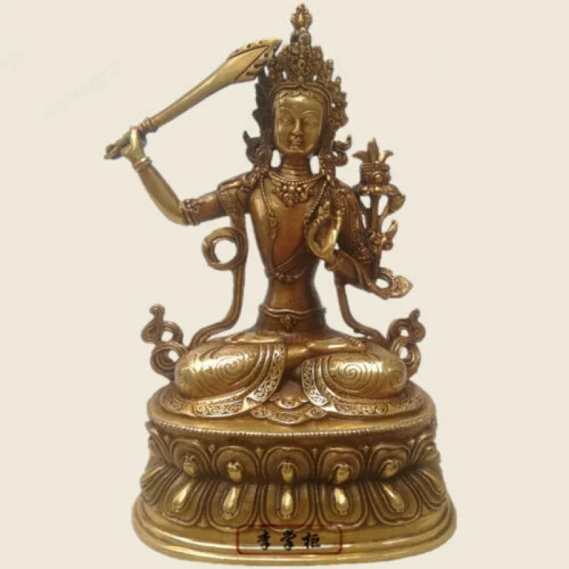

Tibetan Buddhist handmade brass statue Manjushri Bodhisattva blessed Vajra