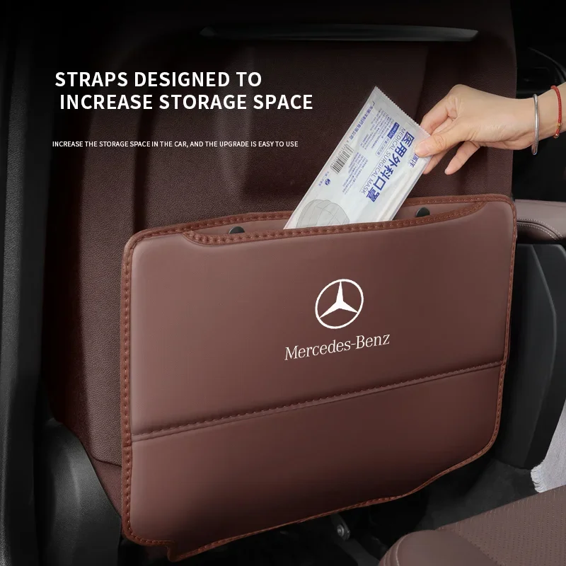 Car seat protector For Mercedes-Benz A B C E V R-Class A45 C43 CLA GLA GLB GLC SLK SL Car Seat Back Protection Anti-Kick Pad Rear Seat Storage Bag