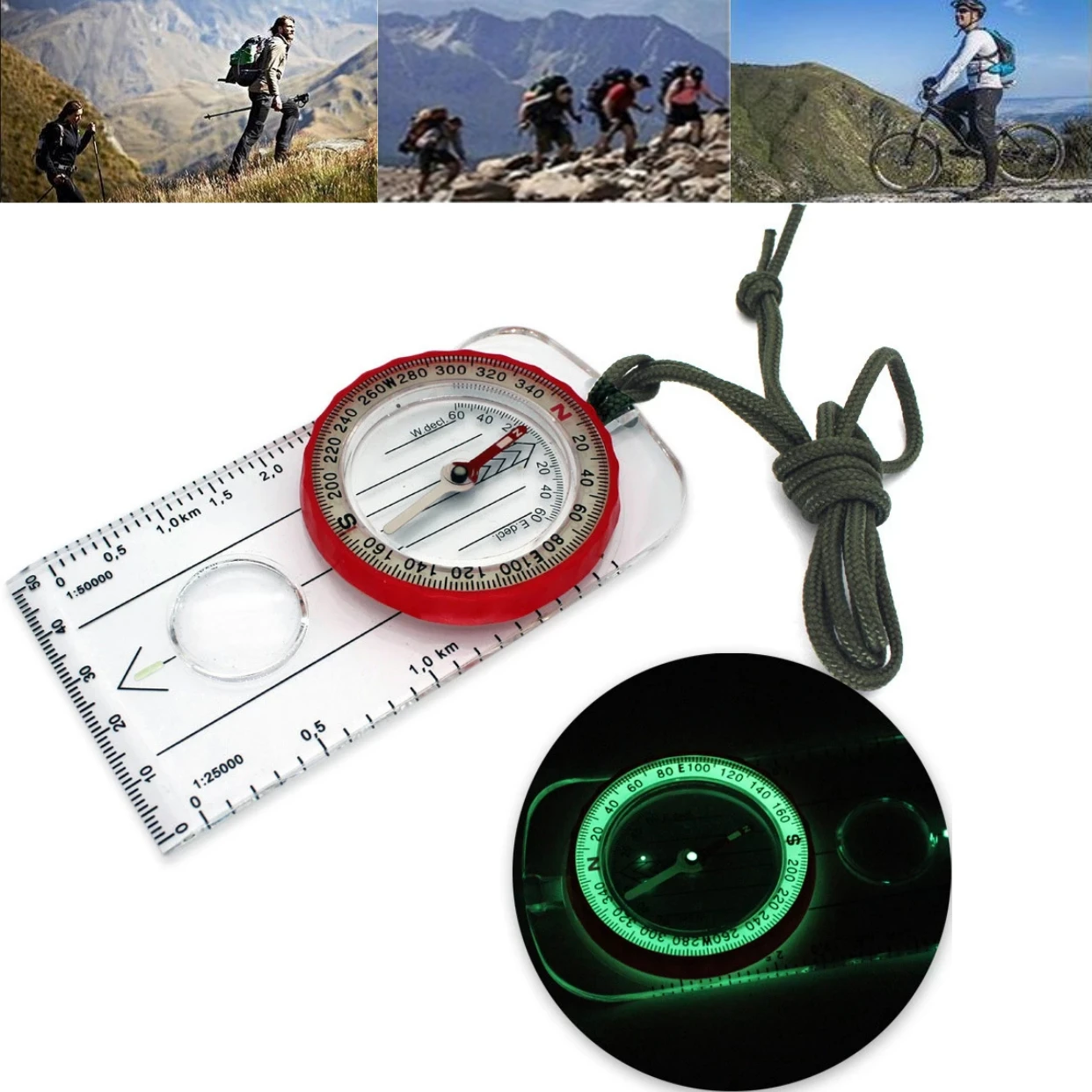 Outdoor-Mini-Compass-Map-Scale-Ruler-Luminous-Multifunctional-Travel ...