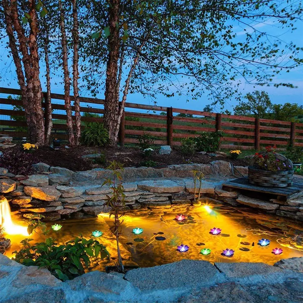 LED Waterproof Floating Lotus Light Lotus Floating Water Lamp Garden Pool Decor Lotus Night Lamp Home Lighting Accessories