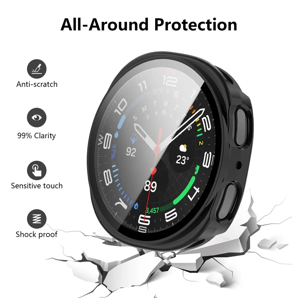 2-in-1 PC Hard Case with Tempered Glass Screen Protector for Watch – 40mm & 44mm