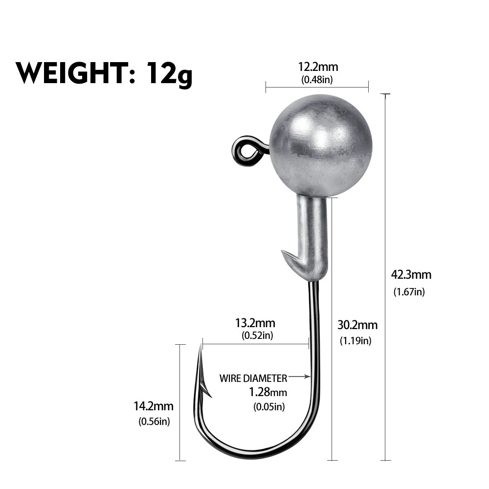 10 Stück Scharfe Jigköpfe Weichköder-Gewichte 1-20g Weichwurm-Haken JIG HAKEN Bass-Haken Köder-Angelhaken mit Widerhaken – Detail 16