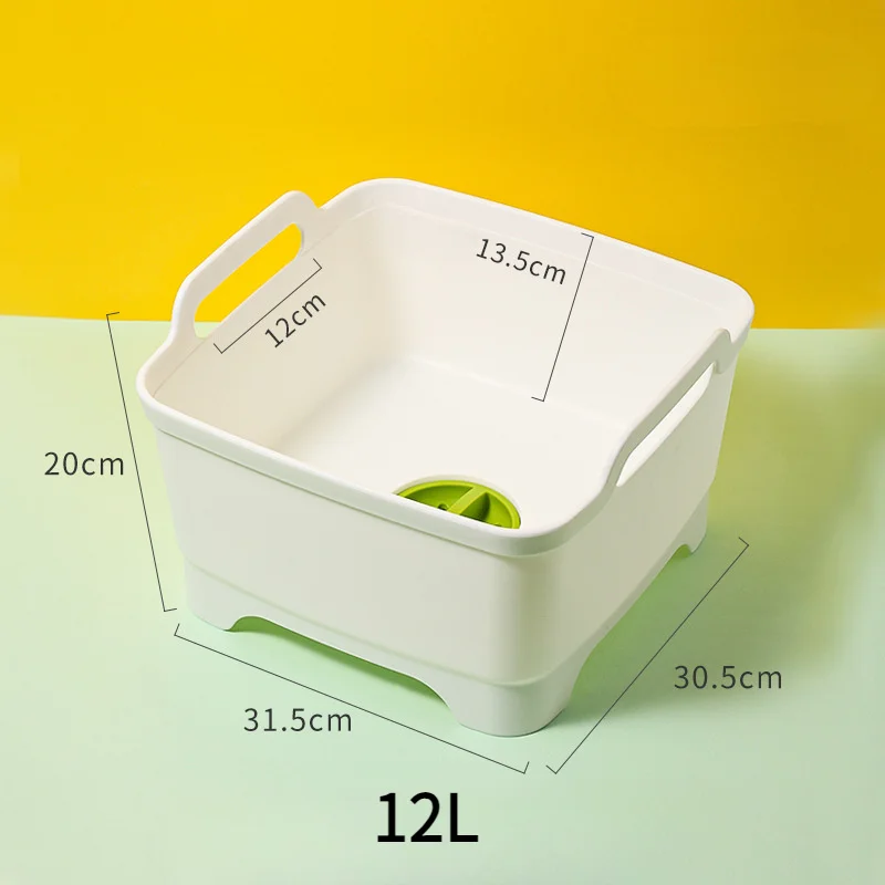 12L Sink Kitchen Vegetable Basin,Plastic Cleaning Caddy,Drain Basket,Household Washing Water Fruit Storage Basket