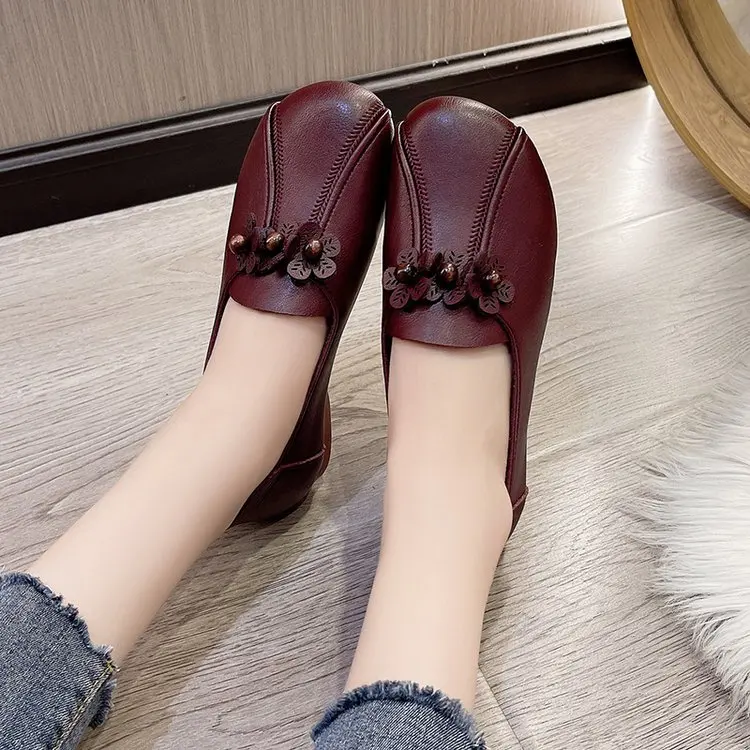 

Женские Дышащие туфли на низком каблуке, повседневные туфли с цветочным принтом и круглым носком, лето 2023