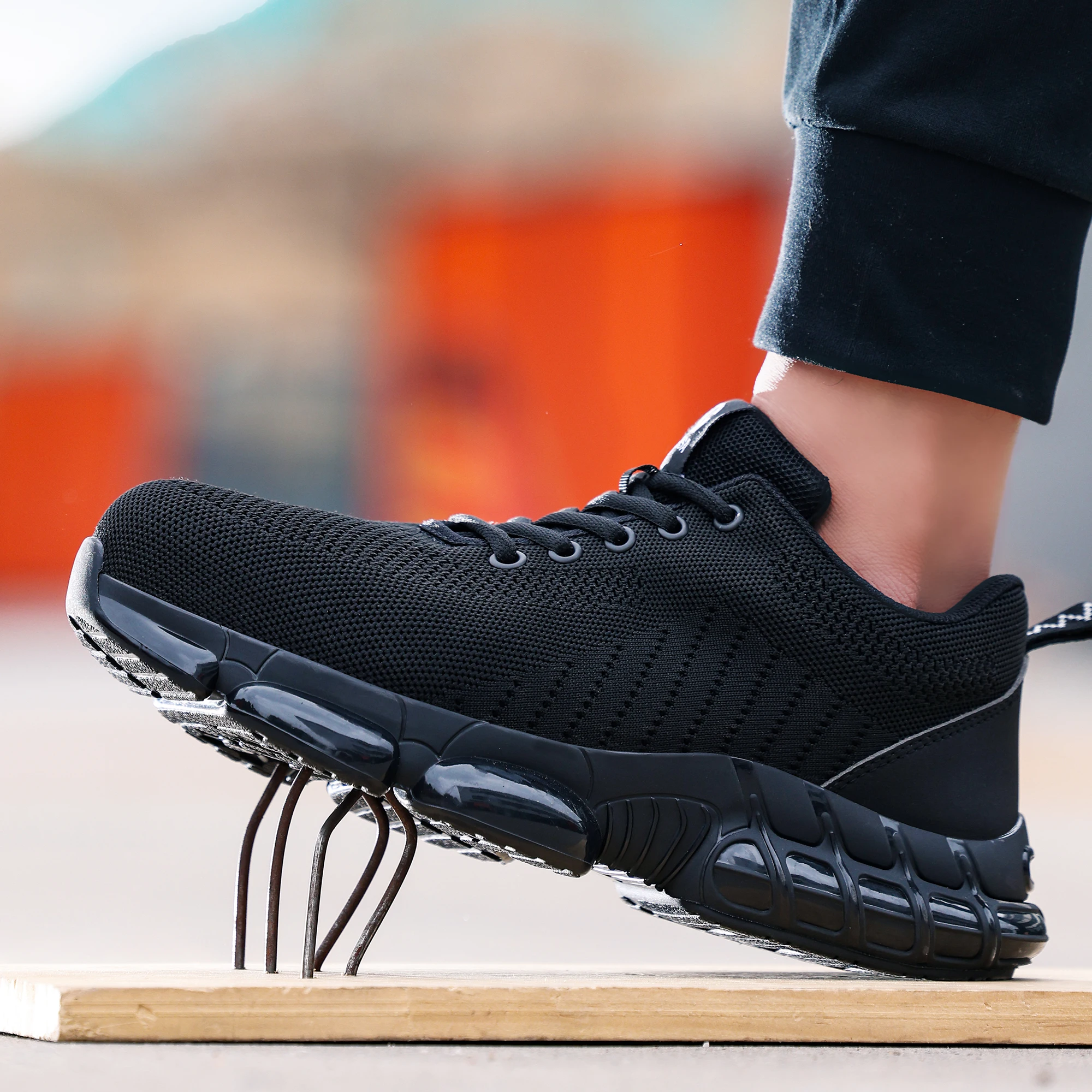 Men's Lightweight Steel Toe Work Sneakers - Air Cushioned, Indestructible Safety Shoes