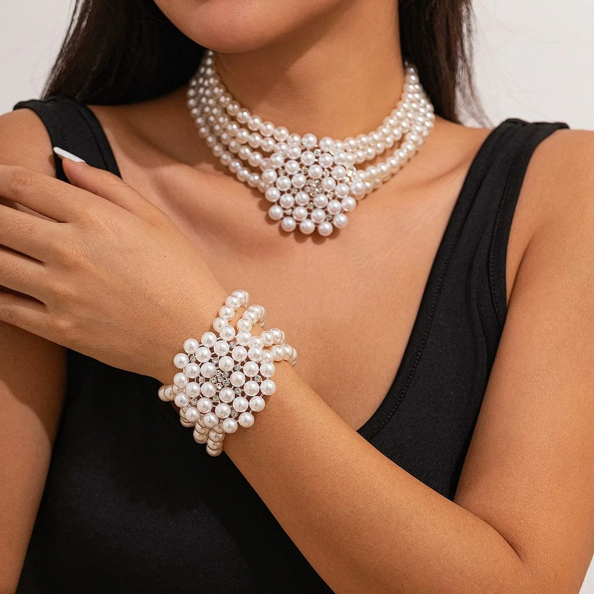 Pulsera De Perlas De Imitación Estilo Años 20 – Con Decoración De Cristal – Pulsera Elástica Para Disfraz De Gatsby, Flapper O Fiesta Temática – Accesorio De Joyería Vintage
