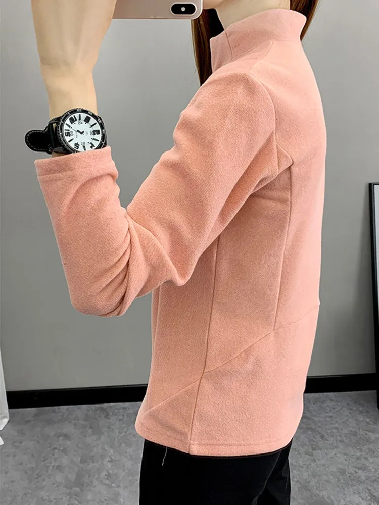 여성용 야외 스포츠 플리스 재킷, 봄 가을 얇은 통기성 따뜻한 긴 소매 풀오버 스웨터, 러닝 하이킹 등산 셔츠