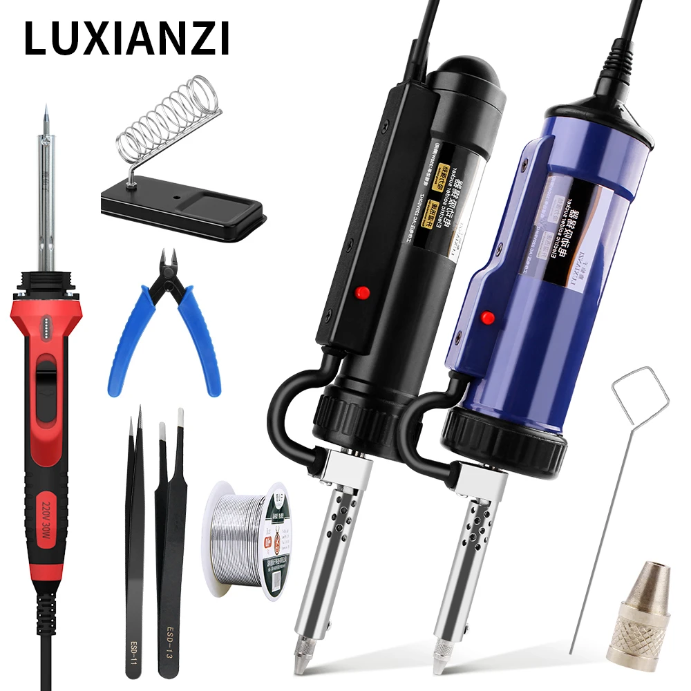 LUXIANZI Powerful Electric Desoldering Pump Suction Tin Vacuum Removal Tool Removal Hand Welding Tools Solder Iron Desolder Gun electric solder