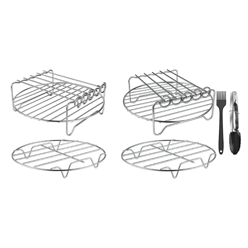 

Stainless Steel Air Fryer Crisping Basket Grill Holder Dehydrator Set Cooking Accessories for Grill Dropship