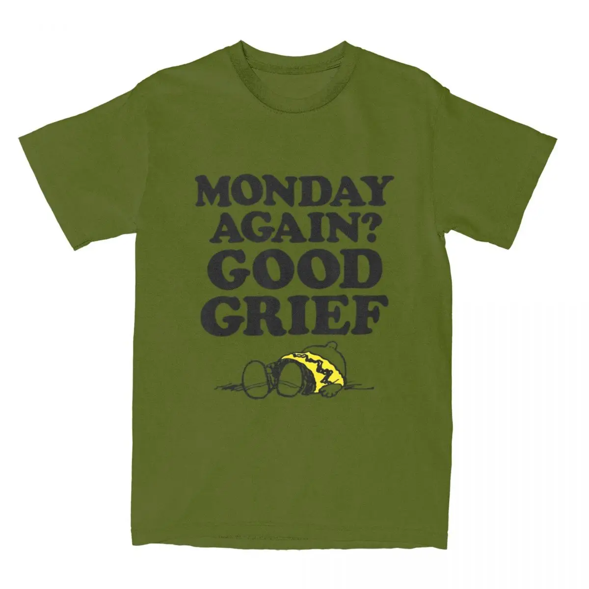 thumbnail image 1 of Camisetas para hombre y mujer, de Peanuts, Charlie Brown, Monday Good Grief, Snoopy, 100 % algodón, camisetas de manga corta con cuello redondo, idea de regalo, 1 of 5