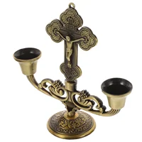 Shabbat Candles Holders Dining Table Statue Alloy Vintage Religious Gift Zinc Metal Candlestick Church Stand for Decor 1