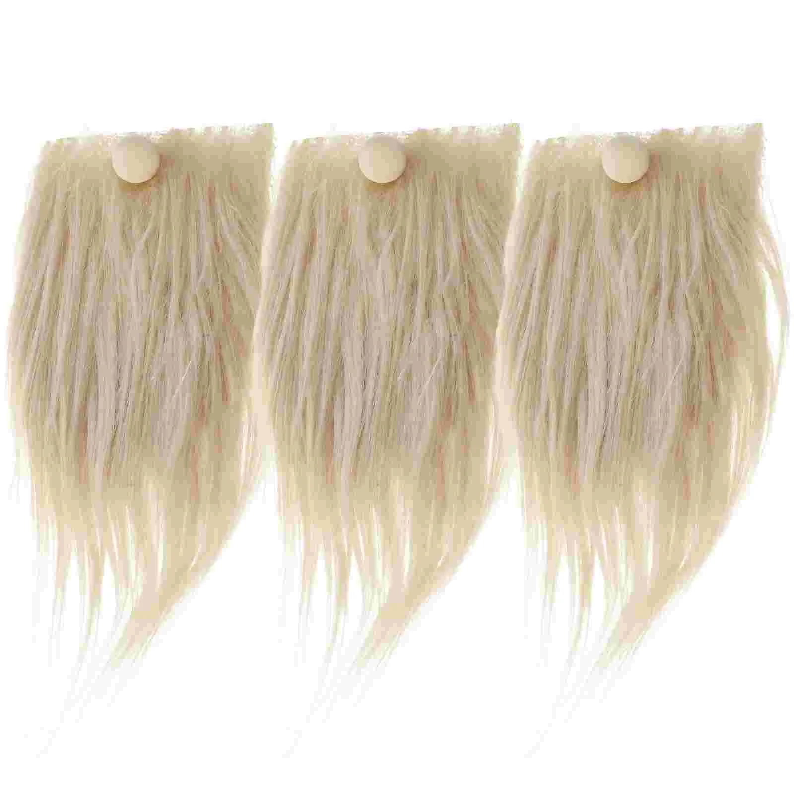 

3 Sets Christmas Fake Beard Gnome Beards For Crafting Artificial Fur And Wood Beads