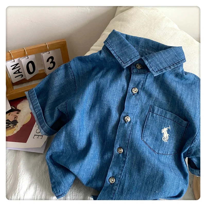 Denim Shirt Kids Short Sleeve | Denim Shirt Children | Boys Hooded Denim  Shirt - 0-5y - Aliexpress