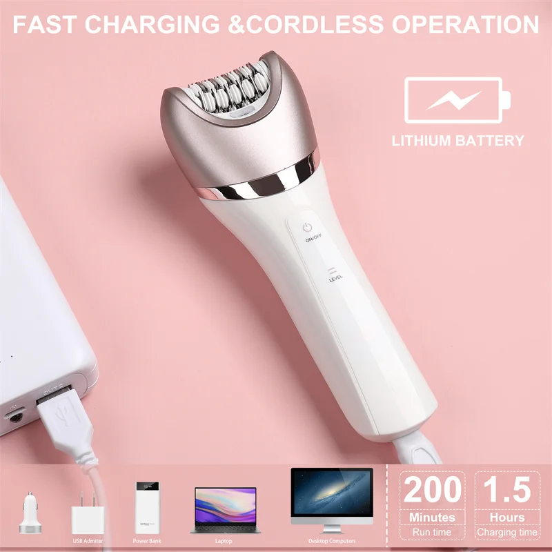 Depiladora portátil recargable 6 en 1 para mujer, herramienta de depilación Facial para cuerpo, piernas y axilas, afeitadora IPX7 para mujer » Depiladora portátil recargable 6 en 1 para mujer
