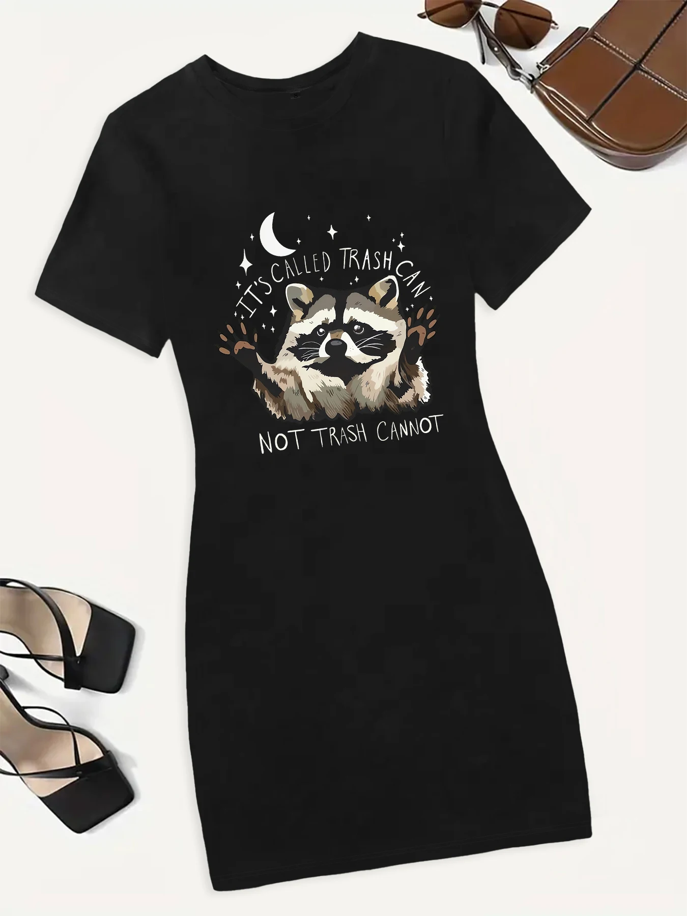 

A Cute Animal Print T shirt Slim Short Dress Fashion Casual Dresses for Women Summer New Holiday Outfits Streetwear