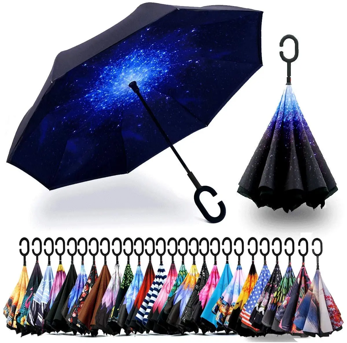 New inverse Umbrella with logo prints Custom Double Layer Inside Out C