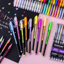 

12/24/36/48 Neon Color Set Glitter Metallic Fluorescence Highlighter Gel Pen For Art Sketch Painting Drawing Kids Graffiti Gift
