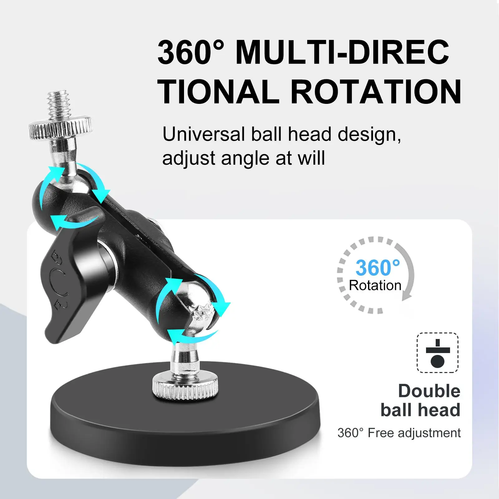 PULUZ Magnetic Pea-Style Clip Mount Holder with Mount Adapter & Long Screw for GoPro / Insta360 / DJI Action Camera