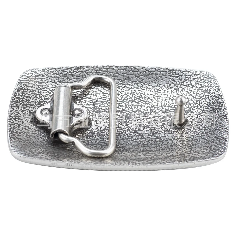 Silvering Western Retro Belt Buckle with Palace Patterns and Gemstone Eagle Design