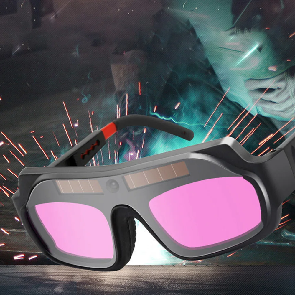 1Pair Protective Glasses Solar Automatic Dimming Welding Mask Auto Welding Goggles with View True Color for Wide