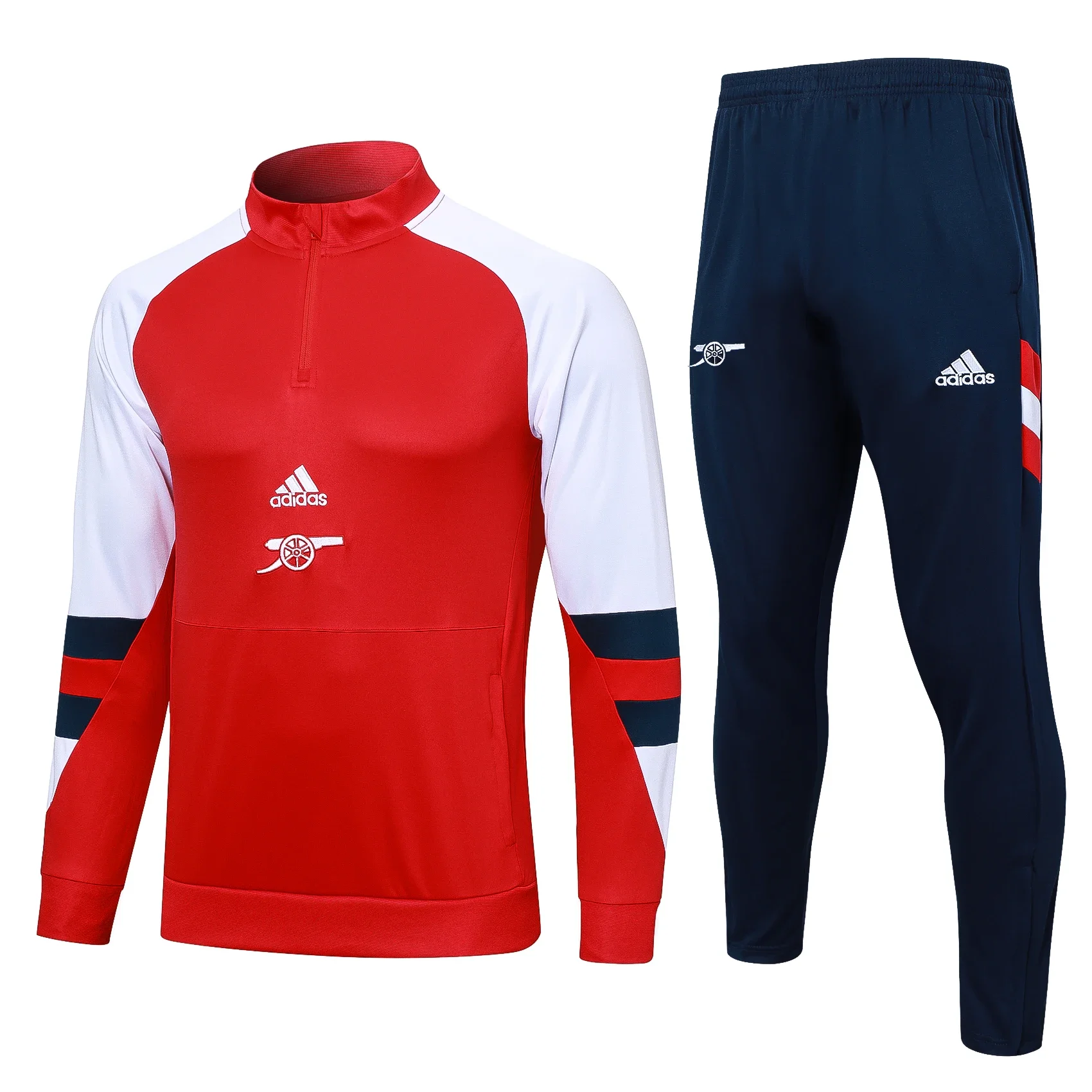 Adidas Soccer Jerseys Men Anti-wrinkle Fashionable Zippered Quick-dry Youth Sportswear Training Suit Red and Black