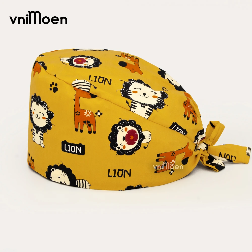 vnimoen Unisex cotton clinique Dentiste Dentisterie scrub hat Floral print Scrub cap High Quality beauty salon Elastic work cap