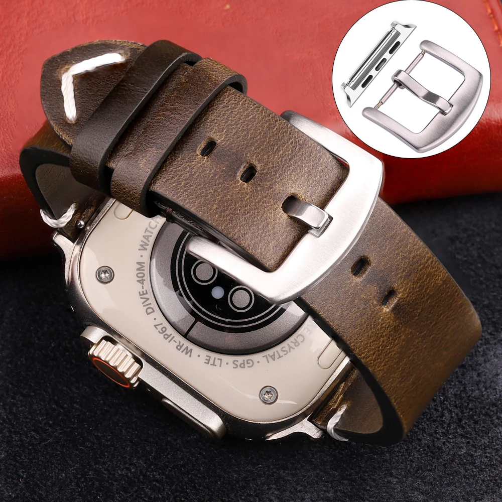 Handmade Vintage Leather Apple Watch Strap - Premium Accessories Watchband