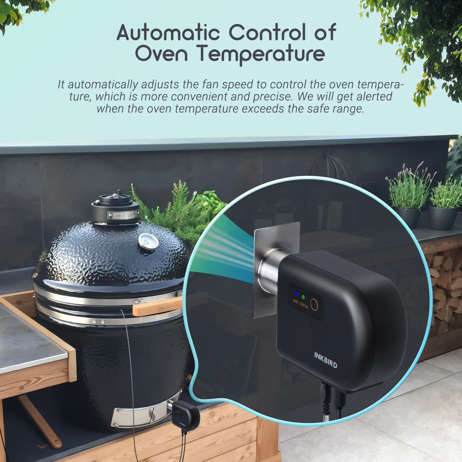Automatic Smoker Fan Controller ISC-027BW Wi-Fi Bluetooth BBQ Temperature Contro