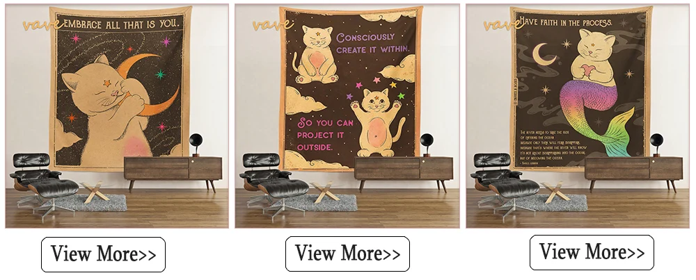 Description Picture 6 of itemPsychedelic Black Cat Tapestry Wall Hanging Rose and Sunbeam Art Nouveau Floral Wall Art Animal Cat Lovers Gift Home Decor