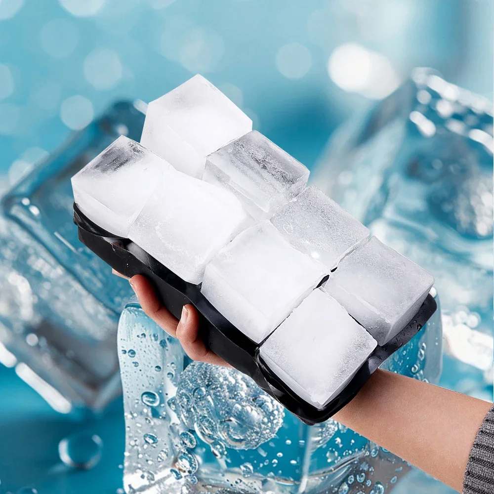 S1e62b0e7587d421ba50cf13e23f2f290l 4, 6, 8 Grid Big Ice Tray Mold Box Large Food Grade Silicone Ice Cube Square Tray Mold DIY Bar Pub Wine Ice Blocks Maker Model Mallzona