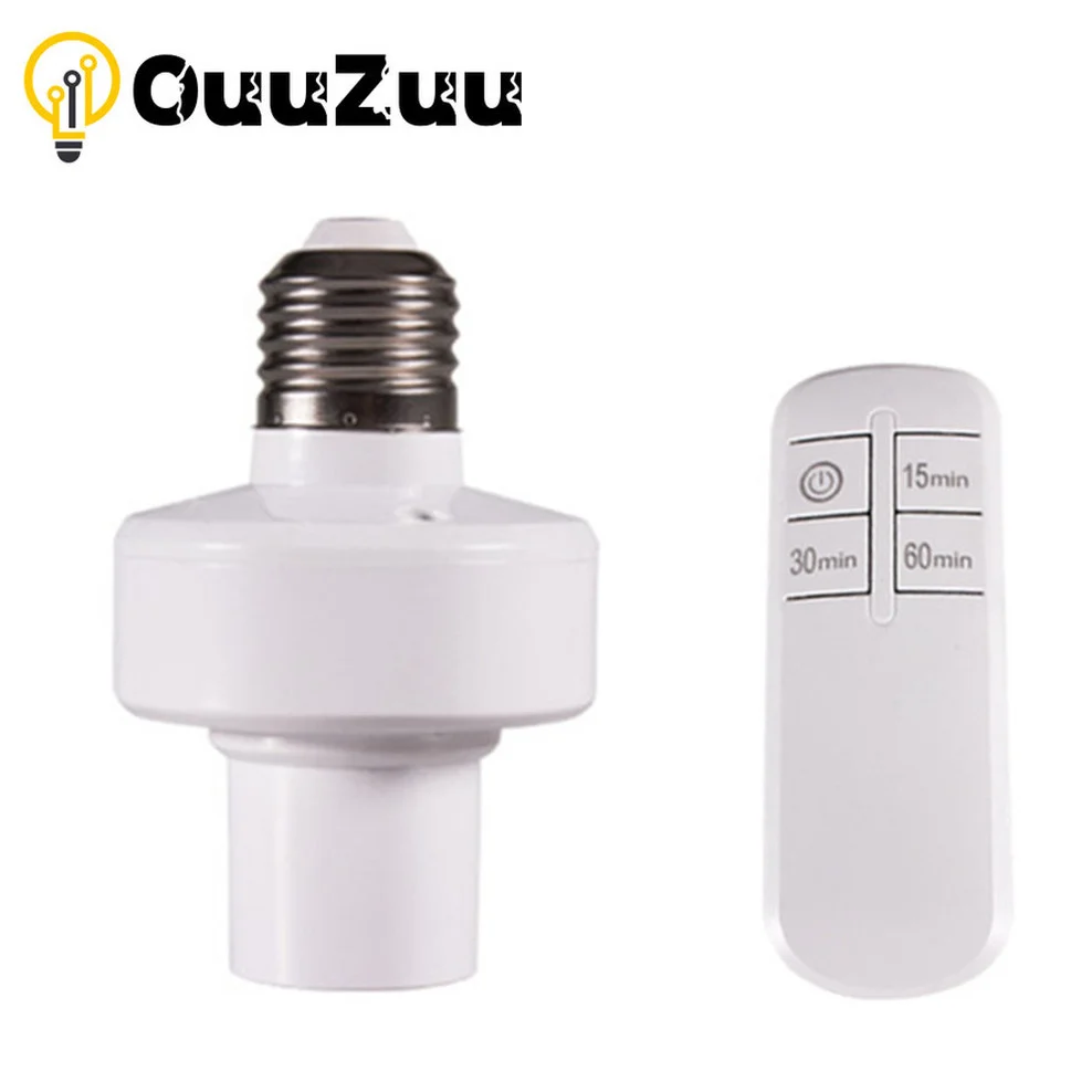 E27 lamp holder wireless remote control with 60min 30min 15min E27 110V / 220V power switch socket remote timing switch lights, lamp bulb holder, lamp holder, lamp base