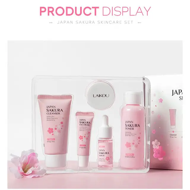 5/3pcs/Set Sakura Skin Care Sets Face Cream Serum Toner Facial Cleanser Sunscreen Eye Cream Gift Box Face Skin Care Set Product 2
